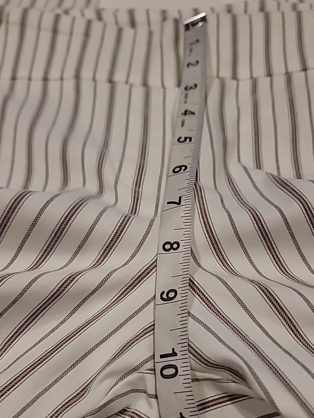 Soho Apparel White and Brown Vertical Stripe Cropped Pants - Picture 7 of 10